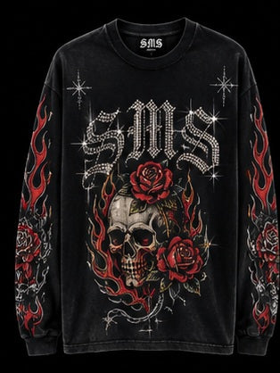 SMS Rose Reaper Long-Sleeve Tee — Black
