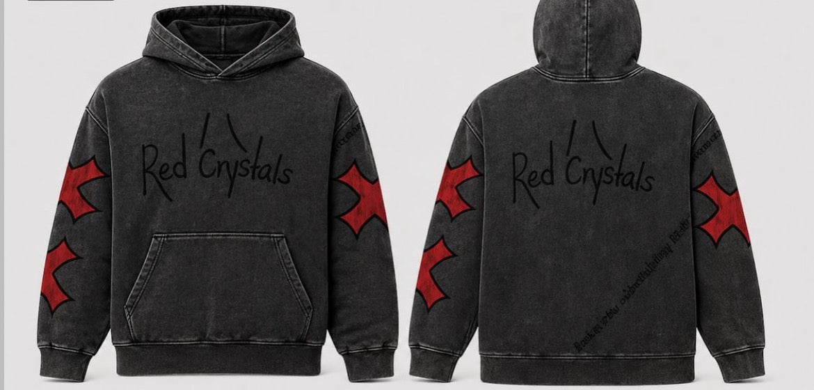 Red Crystals Hoodie — Charcoal