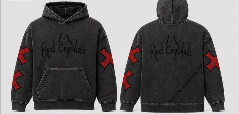 Red Crystals Hoodie — Charcoal