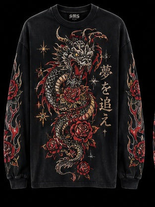 SMS INK Dragon Long-Sleeve Tee — Black